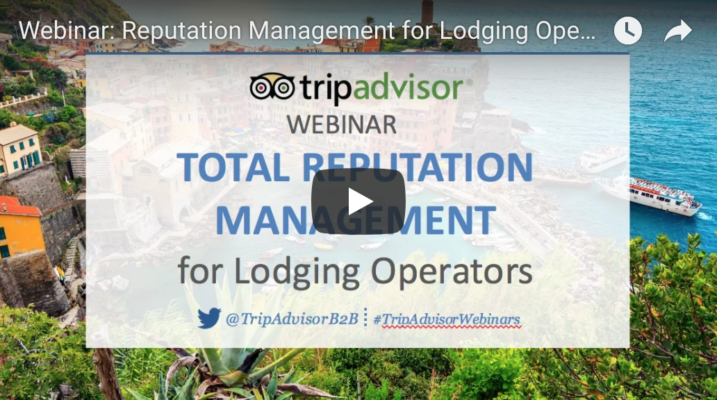 Free Reputation Management Webinar for Lodging Operators